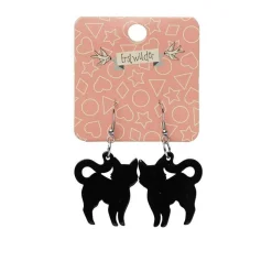 Pussy Cat Solid Resin Drop Earrings - Black