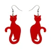 Sitting Cat Bubble Resin Drop Earrings - Red