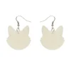 Solid Cat Head Ripple Resin Drop Earrings - White