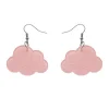 Solid Cloud Glitter Resin Drop Earrings - Pink