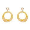 Statement Marble Resin Circle Drop Earrings - Yellow