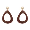 Statement Marble Resin Tear Drop Earrings - Brown