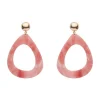 Statement Marble Resin Tear Drop Earrings - Coral