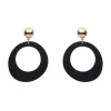Statement Ripple Resin Circle Drop Earrings - Black