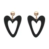 Statement Ripple Resin Heart Drop Earrings - Black