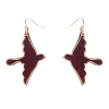 Swallow Ripple Glitter Resin Drop Earrings - Burgundy