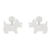 Terrier Textured Resin Drop Earrings - White
