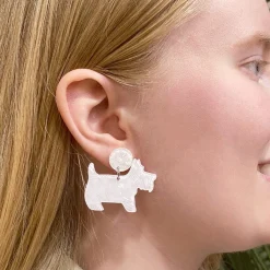 Terrier Textured Resin Drop Earrings - White