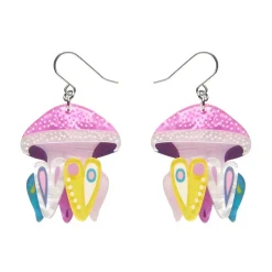 The Whimsical White Spotted Jellyfish Drop Earrings