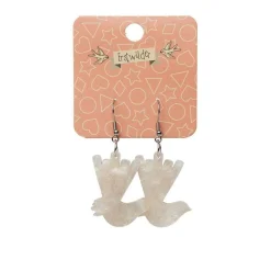 Wagtail Ripple Glitter Resin Drop Earrings - Cream